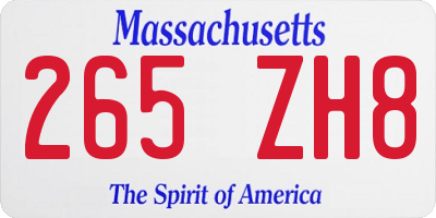 MA license plate 265ZH8