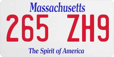 MA license plate 265ZH9
