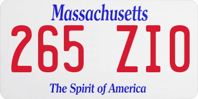 MA license plate 265ZI0