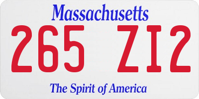 MA license plate 265ZI2
