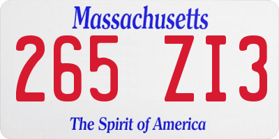 MA license plate 265ZI3