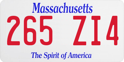 MA license plate 265ZI4