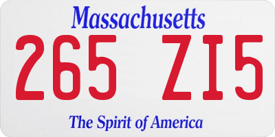 MA license plate 265ZI5