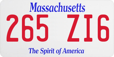 MA license plate 265ZI6