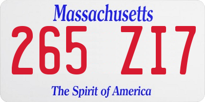 MA license plate 265ZI7