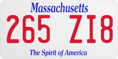 MA license plate 265ZI8