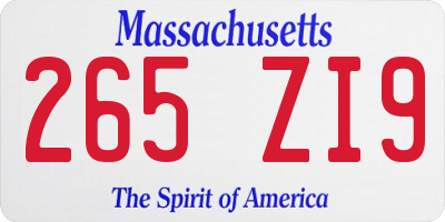 MA license plate 265ZI9