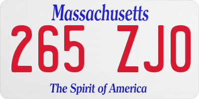 MA license plate 265ZJ0