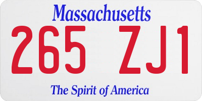 MA license plate 265ZJ1