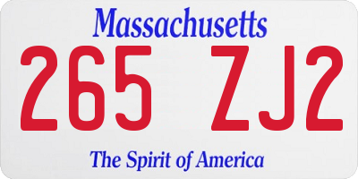 MA license plate 265ZJ2