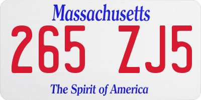 MA license plate 265ZJ5