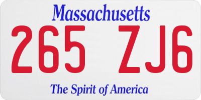 MA license plate 265ZJ6