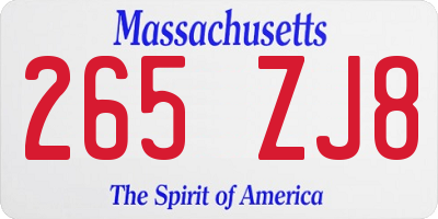 MA license plate 265ZJ8