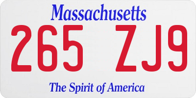 MA license plate 265ZJ9