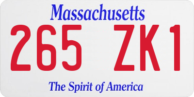 MA license plate 265ZK1