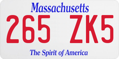 MA license plate 265ZK5