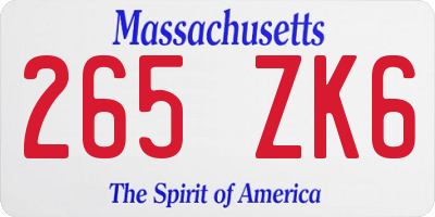 MA license plate 265ZK6