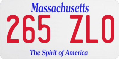 MA license plate 265ZL0
