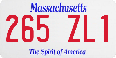 MA license plate 265ZL1