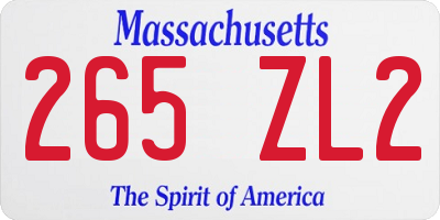 MA license plate 265ZL2
