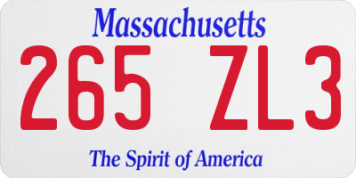 MA license plate 265ZL3