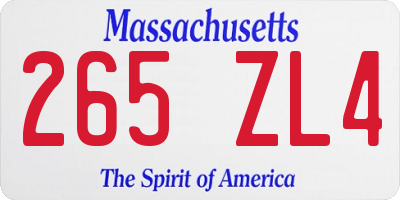 MA license plate 265ZL4