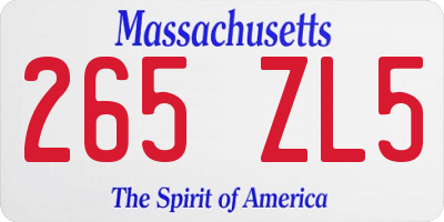 MA license plate 265ZL5