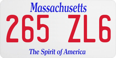 MA license plate 265ZL6