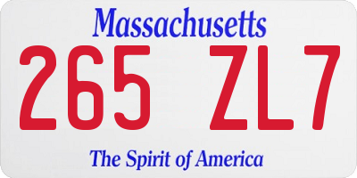 MA license plate 265ZL7
