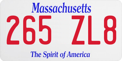 MA license plate 265ZL8