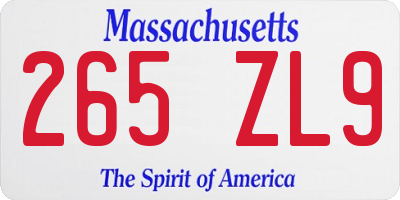 MA license plate 265ZL9