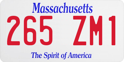MA license plate 265ZM1