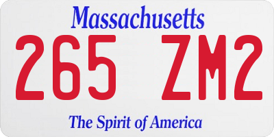 MA license plate 265ZM2