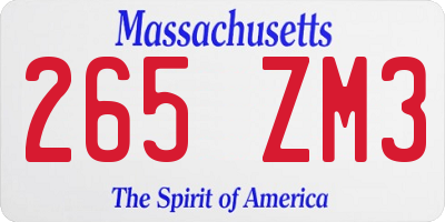 MA license plate 265ZM3