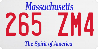MA license plate 265ZM4