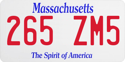 MA license plate 265ZM5