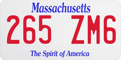MA license plate 265ZM6