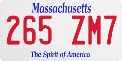 MA license plate 265ZM7