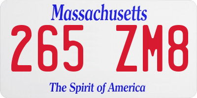 MA license plate 265ZM8