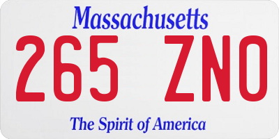 MA license plate 265ZN0