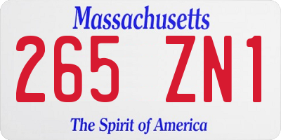 MA license plate 265ZN1