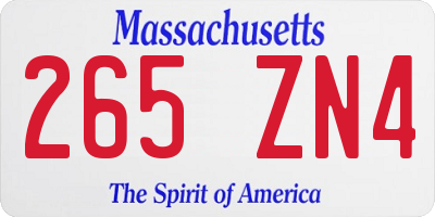 MA license plate 265ZN4