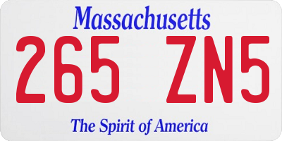 MA license plate 265ZN5