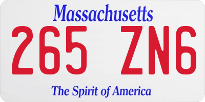 MA license plate 265ZN6