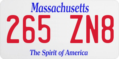 MA license plate 265ZN8