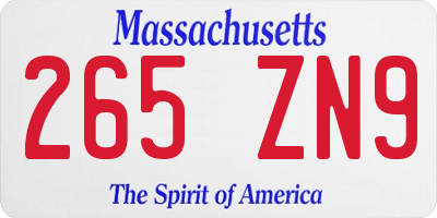 MA license plate 265ZN9