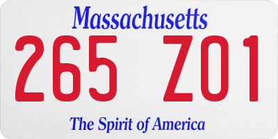 MA license plate 265ZO1