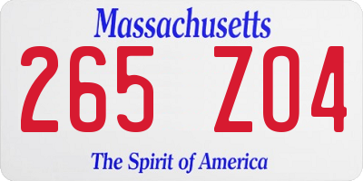 MA license plate 265ZO4