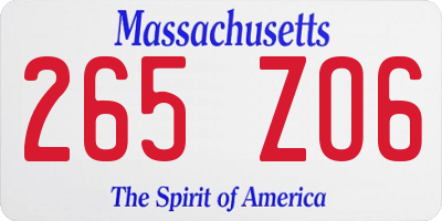 MA license plate 265ZO6