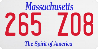 MA license plate 265ZO8